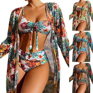 High Waisted Bikini Sets with Cover Up