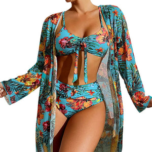 High Waisted Bikini Sets with Cover Up